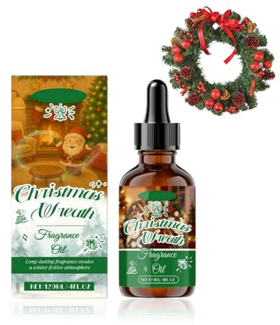 Christmas Wreath Fragrance Oil, Christmas Essential Oil pour la fabrication de savon, huiles essentielles pour diffuseur, senteurs de Noël pour la maison, huile parfumée pour bougie (120ml, 1pc)