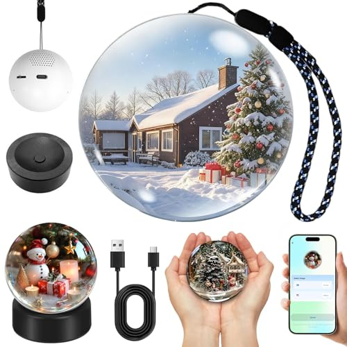 Pipihome Memory Sphere, Weihnachtskugel Personalisiert, 3D Memory Orb Video Kugel, 2.7 Inch Erinnerungskugel Crystal Video Sphere Player, Weihnachts Geschenke für Frauen Männer Familie Freunde