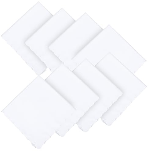 Matwsec 8 Pcs White Handkerchief Cotton Soft Cotton Handkerchiefs for Women Men Hankies Pocket for Ladies Wedding Party Shower Gift Favor Square Towel White Suit Handkerchief