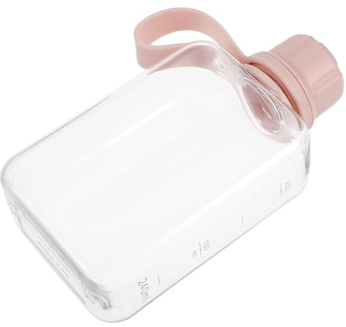 Hohopeti Gourde Plate de Sport Portable 240 ML en Plastique Rose, Légère et Étanche, pour Camping, Fitness et Activités de Plein Air, Bouteille D’Eau Réutilisable Compacte et