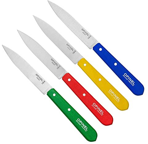 Opinel Estuche de 4 patateros N°112 Mango clásicos Azul, Amarillo, Rojo, Verde 001233, Acero Inoxidable (1233)