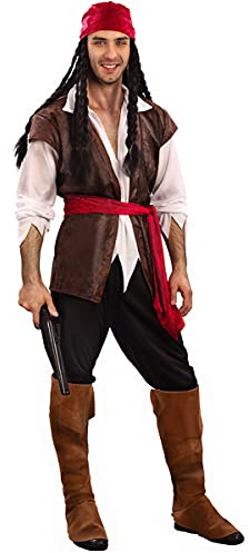 KULTFAKTOR GmbH Verruchter Pirat Kostüm Freibeuter Plus Size braun-weiss-rot XL