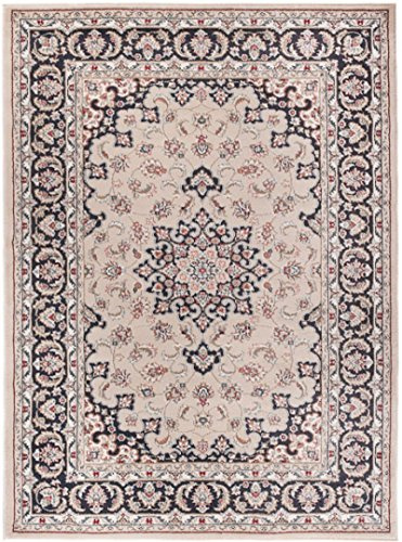 Carpeto Teppich Flur 160x220cm Creme Klassisch Traditionell Weich Dekorativ | Teppich für Eingangsbereich Küche Büro Wohnzimmer Schlafzimmer Beige Pflegeleicht Fußbodenheizungsgeeignet Mittelflor Elegant