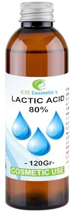 Acido Lattico 80% – 120Gr - controllo del pH, cura della pelle, del corpo e dei capelli, trattamento peeling, ringiovanimento e schiarimento, cheratolitico, esfolia la pelle