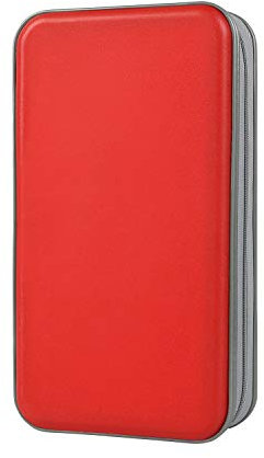 alavisxf xx CD Tasche, 96 CD/DVD Tasche Hartplastik CD Taschen Aufbewahrung Schutzhülle DVD Lagerung CD Tasche für Kinder Auto (Rot, 96 Kapazität)