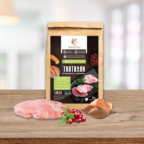 Wildfang® Trockenfutter für Hunde 6kg – Premium Hundetrockenfutter mit Truthahn, Getreidefrei & glutenfrei natürliche Zutaten, ohne Zuckerzusatz, für Senioren Hunde – 2er Pack