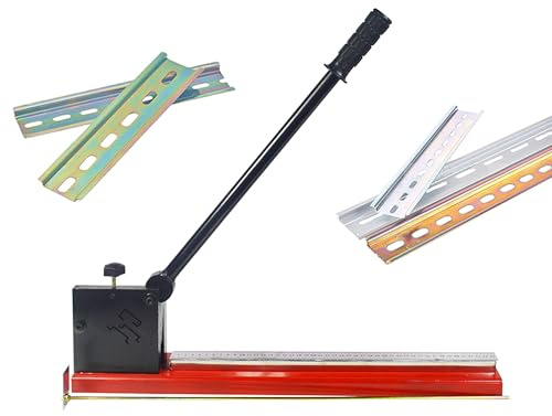 INTSUPERMAI Upgrade Manual Din Rail Cutter Three Groove Guide Din Rail Cutter with Scale for Aluminum Alloy and Steel Rail,Red