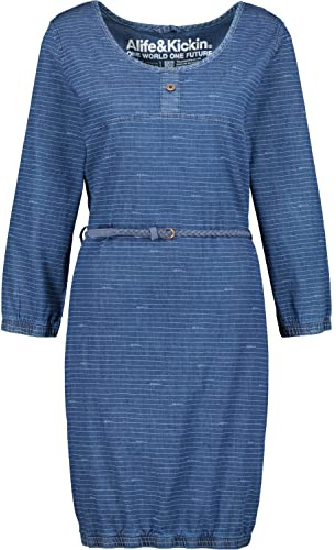 alife & kickin Damen DoroAK DNM B Longsleeve Dress Kleid Damenkleid Jeanskleid Freizeitkleid Sommerkleid XS-XXL, Dark Denim