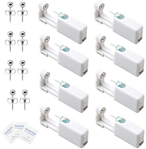 CHENYU 8 Stück Ohrloch Stecher Set/Ohrringe Selber Stechen/Einweg-Ohr-Piercingpistole mit Kristall Ohrstecker/Piercing Set