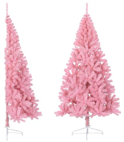 vidaXL Medio árbol de Navidad Artificial con Soporte PVC Rosa 180 cm