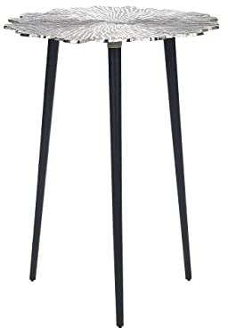 Beliani Beistelltisch Metall Silber Baumstamm-Optik mit schwarzen Beinen ø36 cm Puhoi
