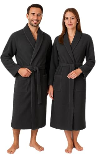 Betz peignoir BERLIN en coton avec col châle pour hommes et femmes peignoir d'intérieur de sauna et de bain long Couleur graphite Taille S/M