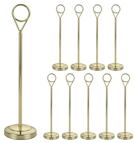 LDHHYH 10PCS Table Number Holders for Weddings, 7.8 Inch Table Place Name Holders, Gold Photo Name Card Holders, Table Number Stands for Party Reception Office Restaurant Table Setting