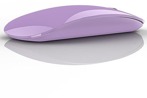 Uiosmuph U58 Ratón Inalámbrico Recargable, 2.4GHz Silencioso Wireless Mouse Receptor USB Mini Ratón Compatible con Laptop, PC, Ordenador, Chromebook, Notebook, Purple