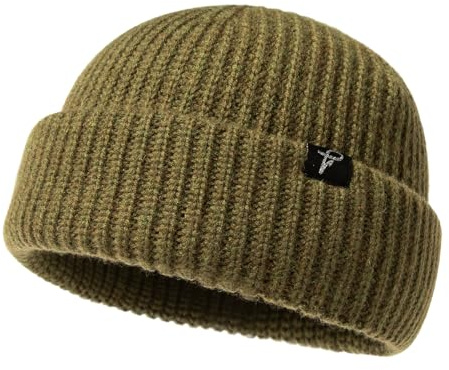 Comhats Fisherman Beanie aus 50% Merinowolle für große Köpfe | Kurze warme Strickmütze für Herren und Damen mit weichem Sitz ideal für Alltag Arbeit Reisen und kalte Tage