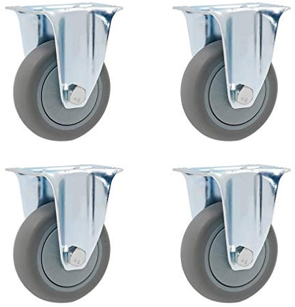 Rollen, Set mit 4 Möbelrollen mit Drehplatte, robuste 360°-Oberplatten und Lager, kein Lärm, Ersatz for Karren, Rollwagen, Werkbank (5 Zoll, Bremse) (Color : Fixed, Size : 5in)