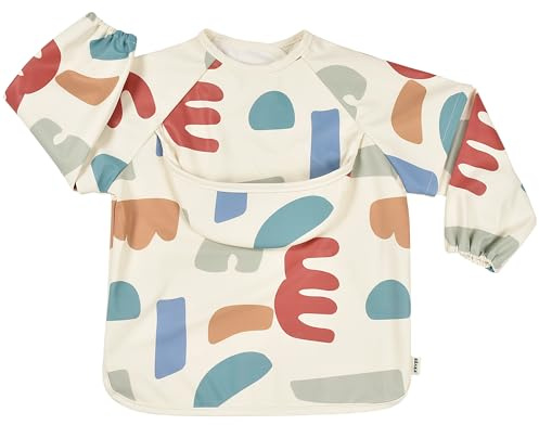 BÉABA Bavoir Bébé – Bavoir Récupérateur, Évolutif, Imperméable, Élastique, Manches Longues Détachables, Poche de Récupération, Facile à Nettoyer, Idéal Maternelle, Playful