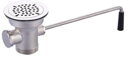 3‑1/2 Inch Commercial Sink Drain with Twist Handle Waste Drain Valve | Brass Chrome Finish Commercial Sink Stopper, Helps avoid sink overflow and clogs, 3 Compartment Restaurant Industrial Sink