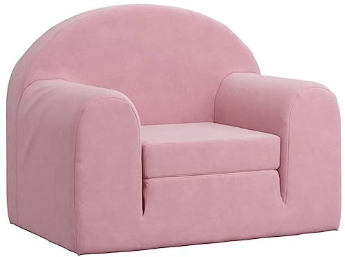 vidaXL Sofá Cama para Niños, Sillón con Respaldo Reposabrazos, Mini Sofá Infantil, Asiento para Dormitorio Sala de Juegos, Felpa Suave Rosa