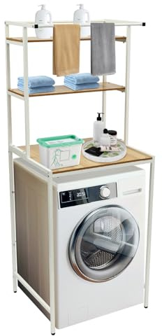 Waschmaschinenschrank, Waschmaschinenregal mit 3 Ablagen, Tragfähigkeit einer Lage 10 kg, Regal über Waschmaschine, Badezimmerregal aus Metall, Platzsparendes, für Badezimmer, Waschküchen, Balkone
