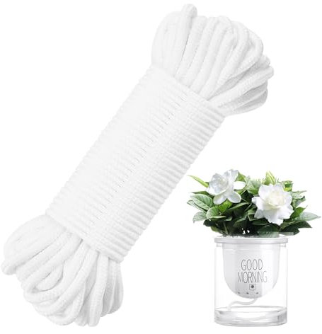 65 Feet 4mm Selbstbewässerung Docht Automatische, Selbstwässernder Wick Kordel, Urlaub Pflanzensitter hydroponische Dochtwirkung für Zimmerpflanzen Blumentopf