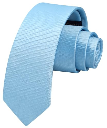 HISDERN Corbata azul claro Corbatas delgadas de seda para hombre sólida clásica para bodas Fiestas Negocios (6 cm)