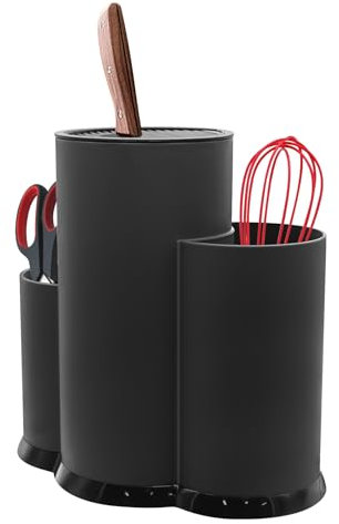 WYYFXY® Ceppo portacoltelli senza coltello, 3 in 1, supporto per utensili da cucina, colore nero, per tutti i coltelli da cucina