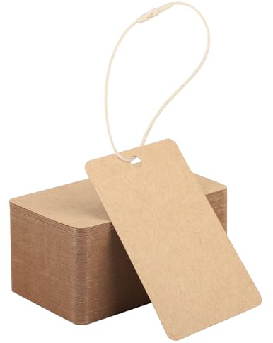 EUSOAR Etiquetas de Papel Kraft, 200 PCS Marrón Etiquetas de Regalo 5x8cm