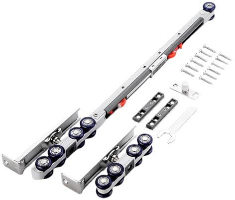 Kixolazr Kit hardware per porta scorrevole, kit con ruote in acciaio inox per porta scorrevole in legno, binario per porta e kit di ferramenta per cucina, armadio, bagno, appartamento, dormitorio
