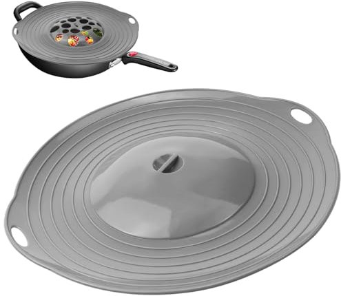 KXVXXV 29 cm de protección contra sobrecocción y salpicaduras de silicona para sartenes y ollas entre 15 – 28 cm de diámetro, tapa de olla para proteger contra la sobrecocción, tapa para microondas,