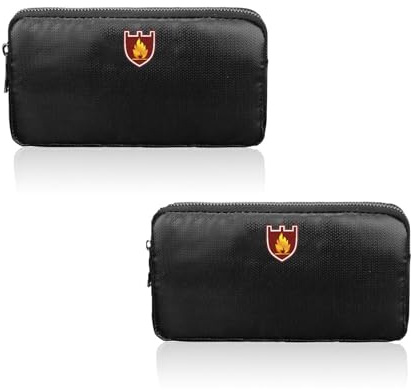 Feuerfeste Tasche, 2 Stück Feuerfeste Geldtasche Geldbeutel 20,5 x 11 cm, Wasserdichte Feuerfeste Dokumententasche Aktentasche Brieftasche Feuerfester Umschlag Kleine mit Reißverschluss für Wertsachen