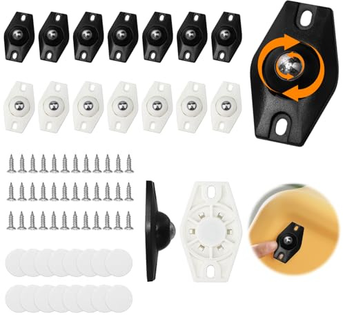 Lot de 16 roulettes sphériques autocollantes à 360 ° pour appareils de cuisine, machine à café, petites roulettes pour meubles, machines à café, petites roulettes pour poubelle, ustensiles de cuisine