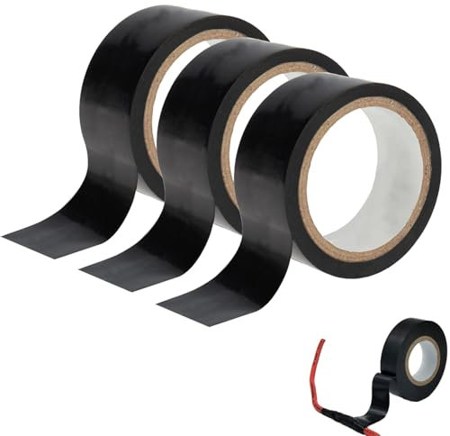 ARCPNRT Nastro Isolante, Nastro Adesivo per Elettricisti in PVC, 3 Rotoli Rotolo Adesivo, Nastro Autoadesivo 30mm x 20m, Forte Adesione,Per Proteggere, Raggruppare e Riparare i Cavi, Nero