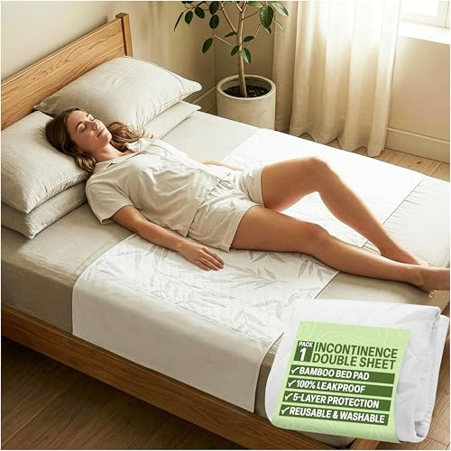 Get Trend Bambou Incontinence Drap de Lit 135 x 90 cm, Double Imperméable Protege Matelas avec Ailes Latérales, Matelassé Housse Protection Matelas, Réutilisable Alese Lavable Adult Enfant (Double)