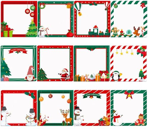 12 Stück Weihnachten Klebern Notizen Rot Grün Weihnachten Design Selbstklebende Notizpolster Winterurlaub Weihnachten Dekorative Klebende Memo Notizen für Schule Büro Zubehör Schüler Lehrer Geschenk
