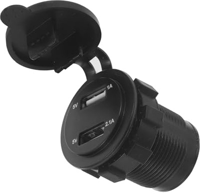 NUOBESTY Dual USB Motorcycle Charger with Voltage Motorbike Phone and Tablet Charger Port USB Power Adapter for Motorcycles Red Voltage Display Material Design