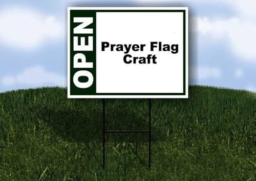 Prayer Flag Craft Open Green 1 Single Sided 18x24 in Yard Road Sign w/stand