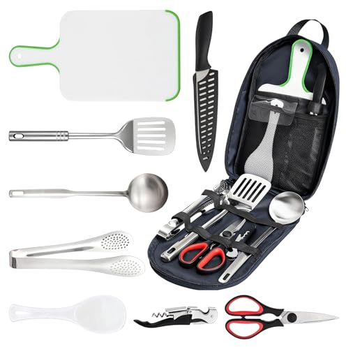 Camping Cooking Set Essentials Accessories for Tent, Camping Travel Accessories Cooking Essentials, Kitchen Gadgets Utensils Equipment for Gift (9 Pcs)