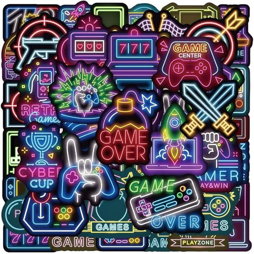 Zosutetoxo 100 Sticker Set in Neon Colours waterproof stickers for Laptop Water Bottle Skateboard a unique gift for Gamers and Decoration