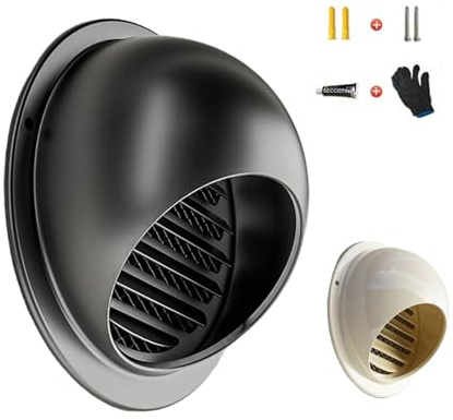 Nero Comignolo Stufa a Pellet,Griglia Aerazione Tonda,Terminale Canna Fumaria Per Scarico a Parete Esterna,Scarico Cappa,Aria Frescaventilazione E Protezione Dagli Insetti(Black,80mm/3.1in)