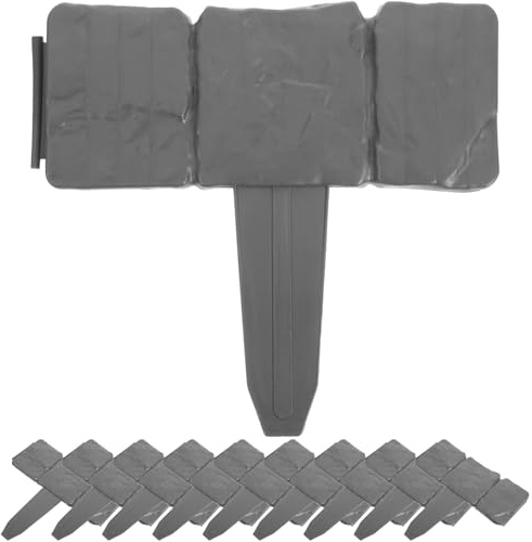 Tofficu Bordure de Jardin en Plastique Aspect Pierre Imitation Fausse Pierre, Flexible et Résistante aux Intempéries, 20 Pièces pour Délimitation Pelouse, Allées, Potagers et Parterres