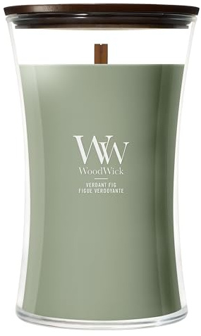 WoodWick Candela profumata | Candela a clessidra grande | Verdant Fig | Regali perfetti per donne