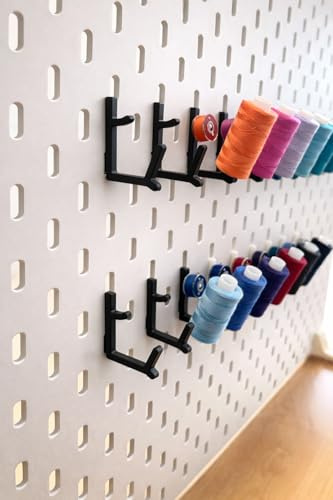 Mivono 20x Garnrollenhalter für IKEA SKÅDIS Lochwand – Nähgarnhalter Set für Garnrollen & Spulen – SKADIS Zubehör zur Nähgarn Aufbewahrung - Schwarz