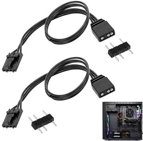 Bansusu 2Pcs 4 Pin RGB to 3 Pin ARGB Adapter Connector 30cm | Argb Cable for Corsair Controller ARGB Lighting Devices Shenguang Sync System