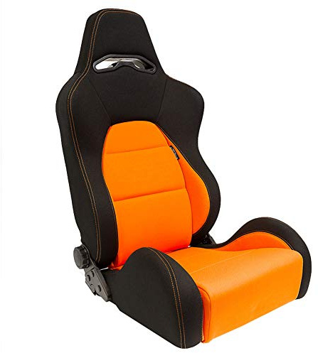 AUTO-STYLE sportstol 'Eco' – svart/orange – dubbelsidig lutningsbar ryggstöd – inkl. diabilder