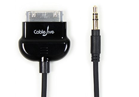 CableJive LineOut Pro - Cable estéreo para Dispositivos iOS con Conector de 30 Pines, Color Negro