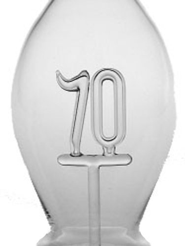 Oberstdorfer Glashütte Flasche bauchige Glaskaraffe mit Jahreszahl 70 innen Kristallglas mundgeblasen Höhe 30 cm Füllmenge 0,5 Liter