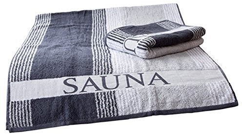 Dyckhoff Exklusives XL Saunatuch 80 x 200 cm - 450g/m2 - Oeko Tex 100 - aus dem Hause (anthrazit/weiß/grau)