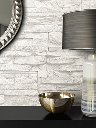 Steintapete Vlies Weiß | schöne edle Tapete im Steinmauer Design | moderne 3D Optik für Wohnzimmer, Schlafzimmer oder Küche inklusive der Newroom-Tapezier-Profibroschüre mit Tipps für perfekte Wände