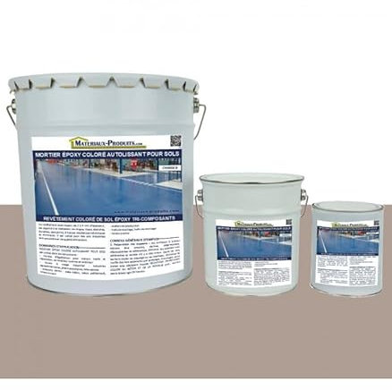 MATPRO - Mortier Époxy Coloré Autolissant - pour Sols Haute Résistance, Ateliers, Stockage - Applicable Sans Retrait - Anti-Poussière - Taupe - 20Kg
